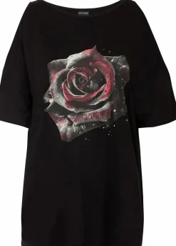bonprix Shirts & Tops|Nachhaltigere Materialien^Cold-Shoulder-Shirt aus Viskose schwarz/grau floral