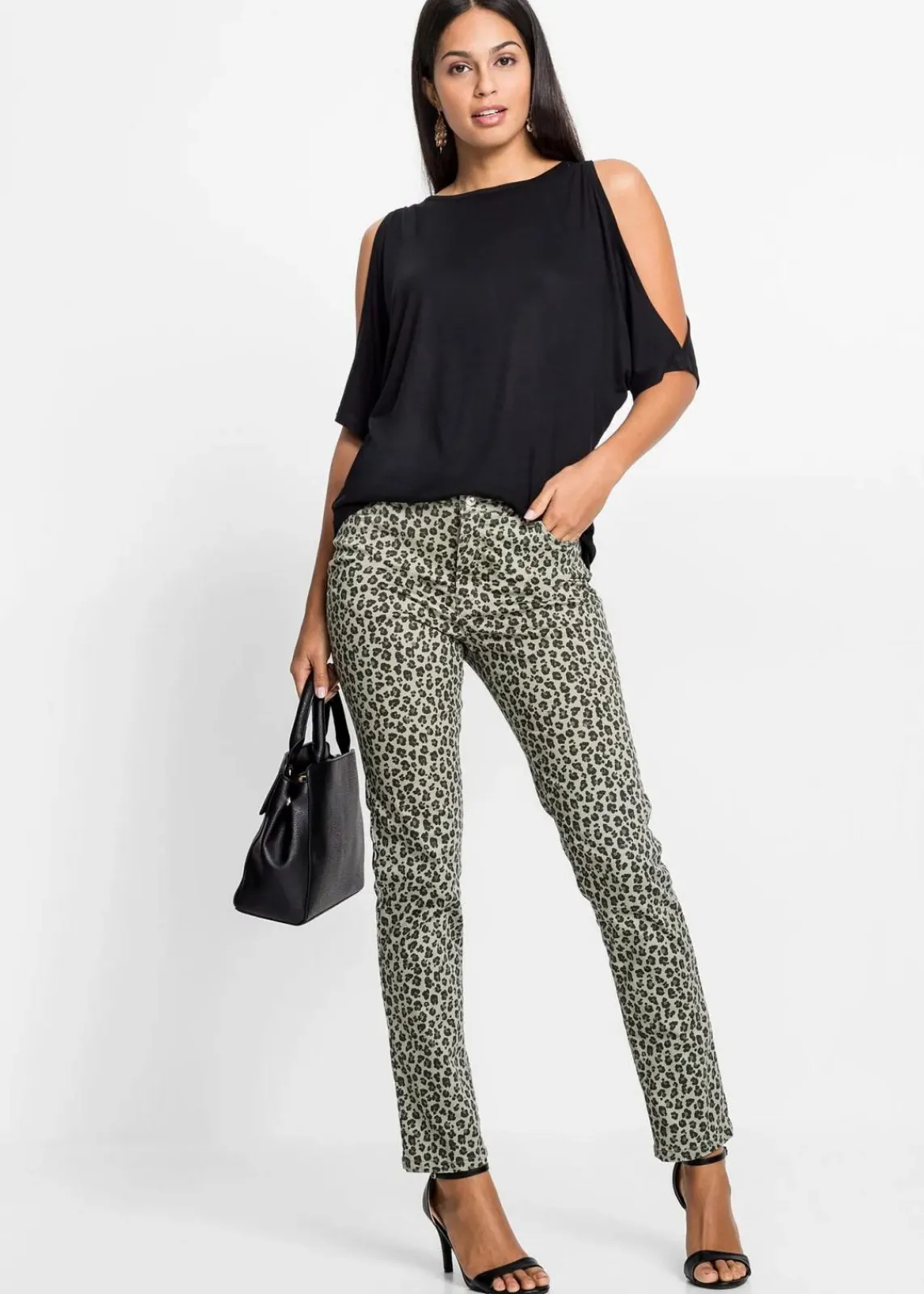 bonprix Shirts & Tops|Nachhaltigere Materialien^Cold-Shoulder-Shirt aus Viskose schwarz