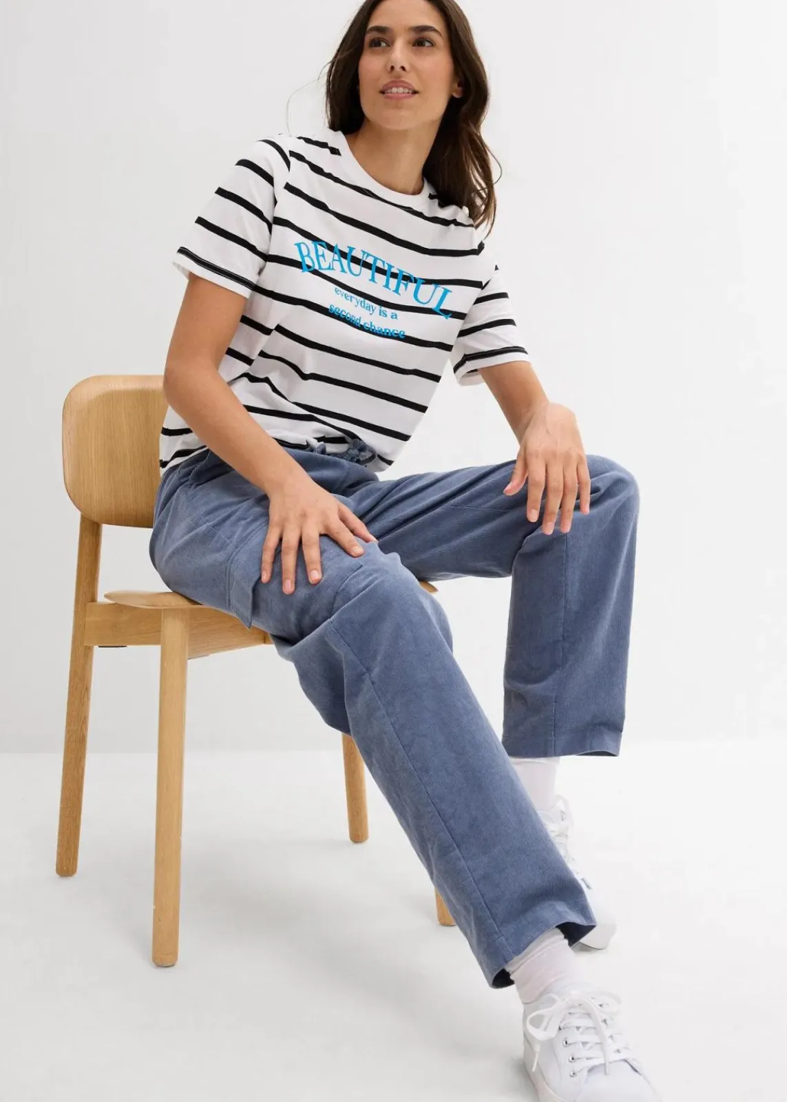 bonprix Bekleidung·Kleider|Hosen^Cordhose im Barrel-Shape rauchblau