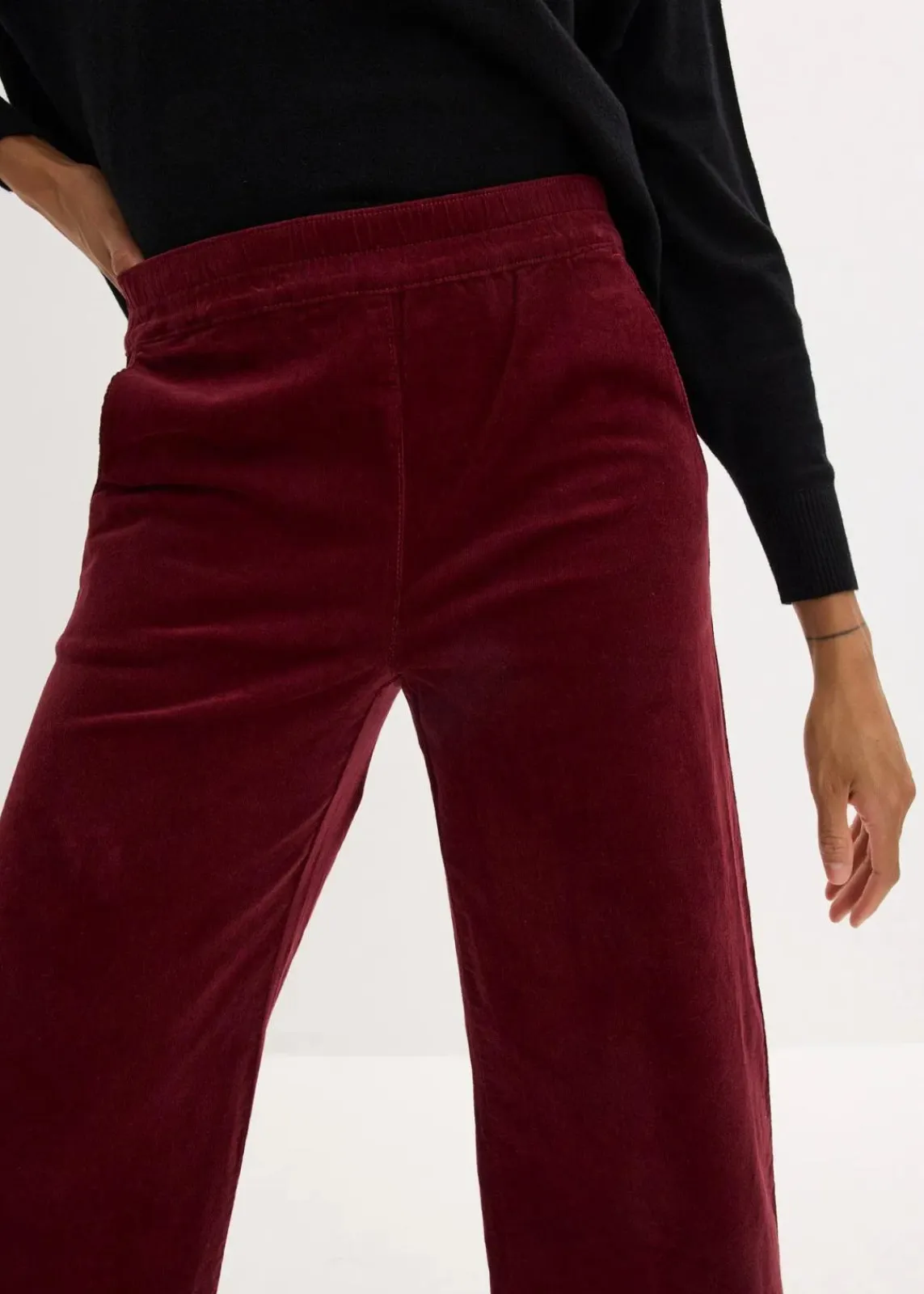 bonprix Hosen|Bekleidung·Kleider^Cordhose mit Bequembund, High Waist dunkelbeere