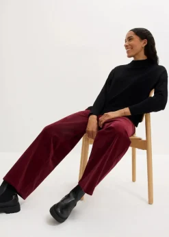 bonprix Hosen|Bekleidung·Kleider^Cordhose mit Bequembund, High Waist dunkelbeere