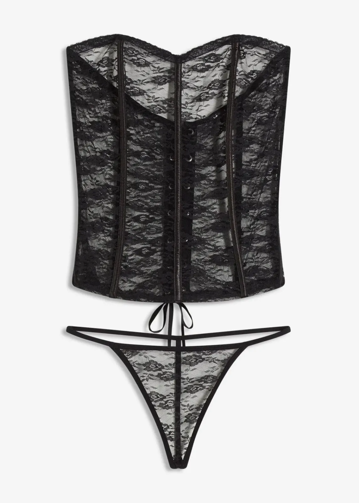 bonprix Wäsche·Erotikwäsche|Erotikwäsche^Corsage + String aus Spitze (2-tlg.Set) schwarz