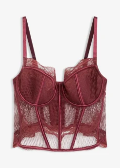 bonprix Wäsche·Corsagen & Negligés|Wäsche·Dessous^Corsage mit edler Spitze burgunderrot