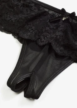 bonprix Wäsche·Corsagen & Negligés|Wäsche·Dessous^Corsage mit Strapshaltern + String ouvert (2-tlg.Set) schwarz