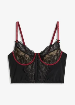 bonprix Dessous|Corsagen & Negligés^Corsagen-Top mit Bügel schwarz/rhododendronrot