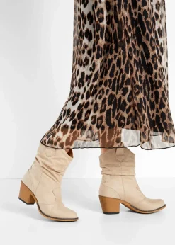 bonprix Schuhe & Accessoires In Spezialgrößen·Schuhe In Übergröße|Stiefeletten^Cowboy-Boots mit Raffung beige