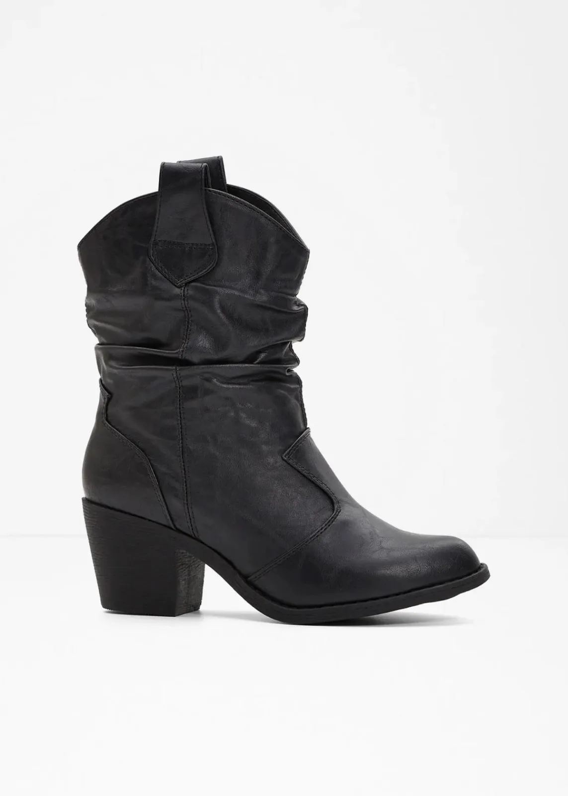 bonprix Schuhe & Accessoires In Spezialgrößen·Schuhe In Übergröße|Stiefeletten^Cowboy-Boots mit Raffung schwarz