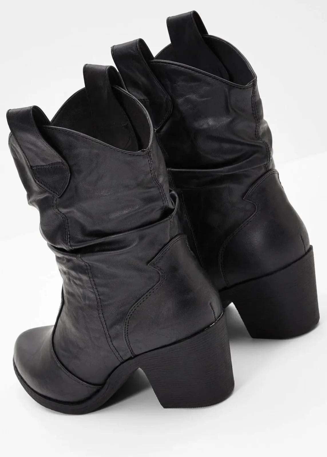 bonprix Schuhe & Accessoires In Spezialgrößen·Schuhe In Übergröße|Stiefeletten^Cowboy-Boots mit Raffung schwarz