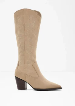 bonprix Stiefel^Cowboy-Stiefel mit Stickerei beige
