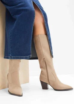 bonprix Stiefel^Cowboy-Stiefel mit Stickerei beige