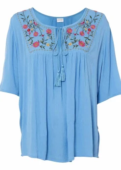 bonprix Nachhaltigere Materialien|Blusen & Tuniken^Crincle- Tunika aus softer Viskose brilliantblau