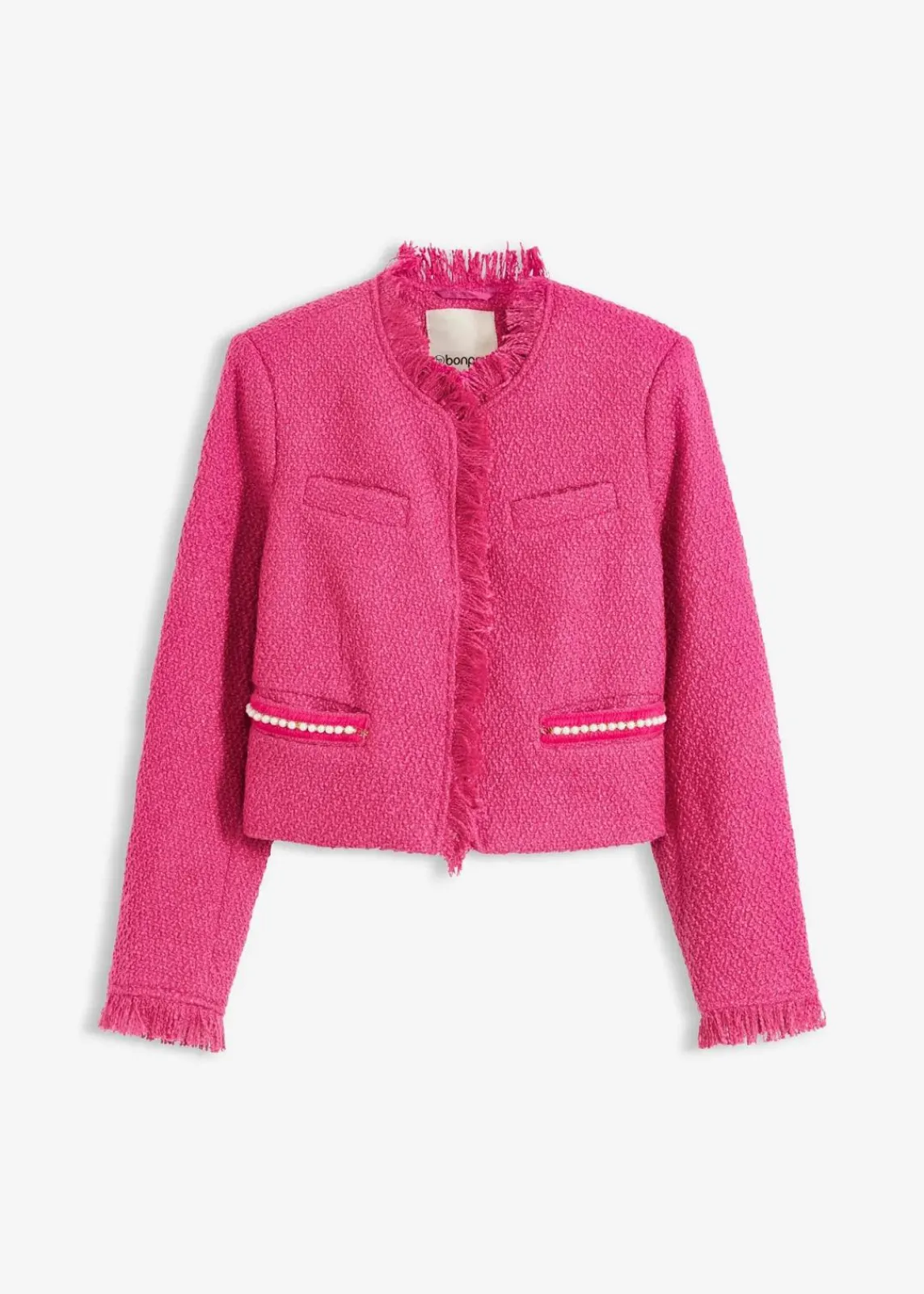 bonprix Bekleidung·Basics|Blazer^Cropped Bouclé-Blazer pink
