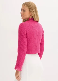 bonprix Bekleidung·Basics|Blazer^Cropped Bouclé-Blazer pink
