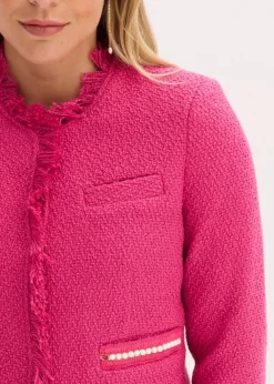 bonprix Bekleidung·Basics|Blazer^Cropped Bouclé-Blazer pink