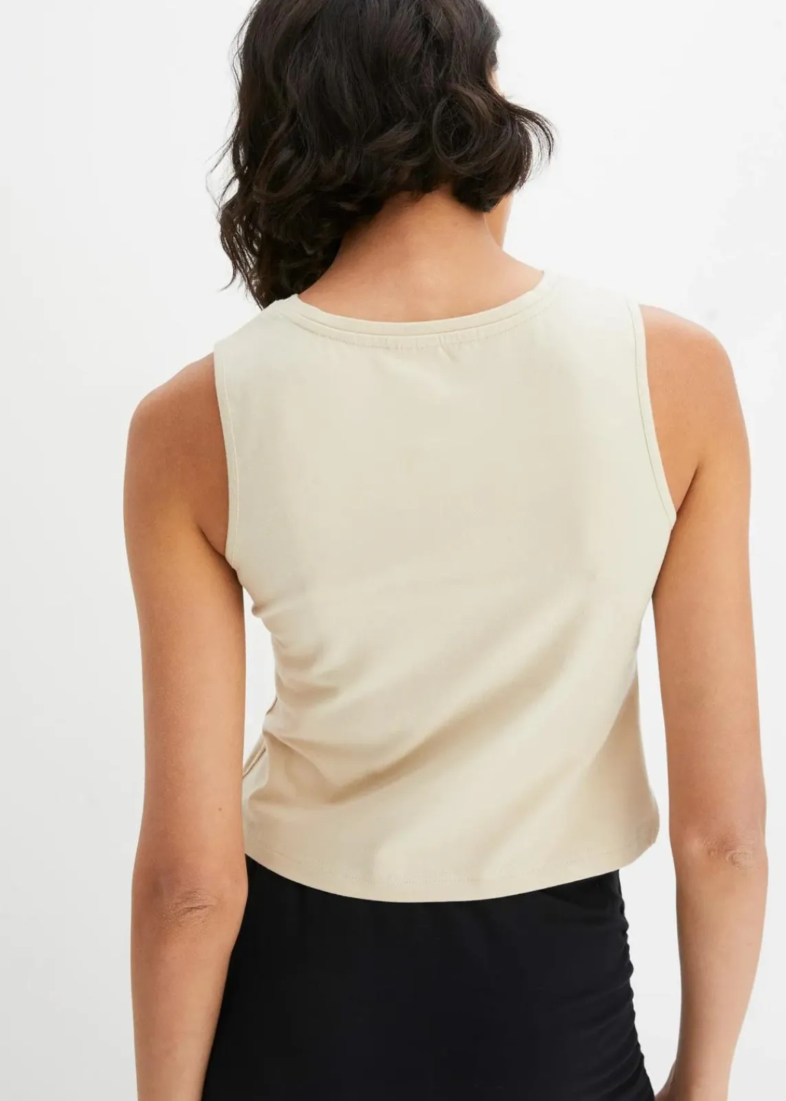 bonprix Shirts & Tops|Nachhaltigere Materialien^Cropped Top aus weichem Baumwoll-Mix hellsand