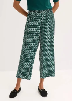 bonprix Hosen|Nachhaltigere Materialien^Culotte schwarz/waldgrün/wollweiß graphisch bedruckt