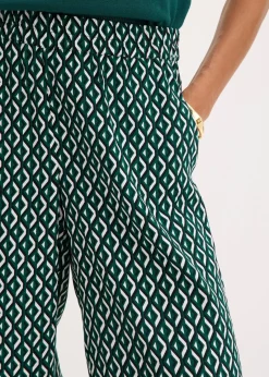 bonprix Hosen|Nachhaltigere Materialien^Culotte schwarz/waldgrün/wollweiß graphisch bedruckt