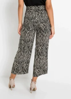 bonprix Bekleidung·Kleider|Hosen^Culotte aus fließender Viskose schwarz/sand zebra bedruckt