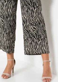 bonprix Bekleidung·Kleider|Hosen^Culotte aus fließender Viskose schwarz/sand zebra bedruckt