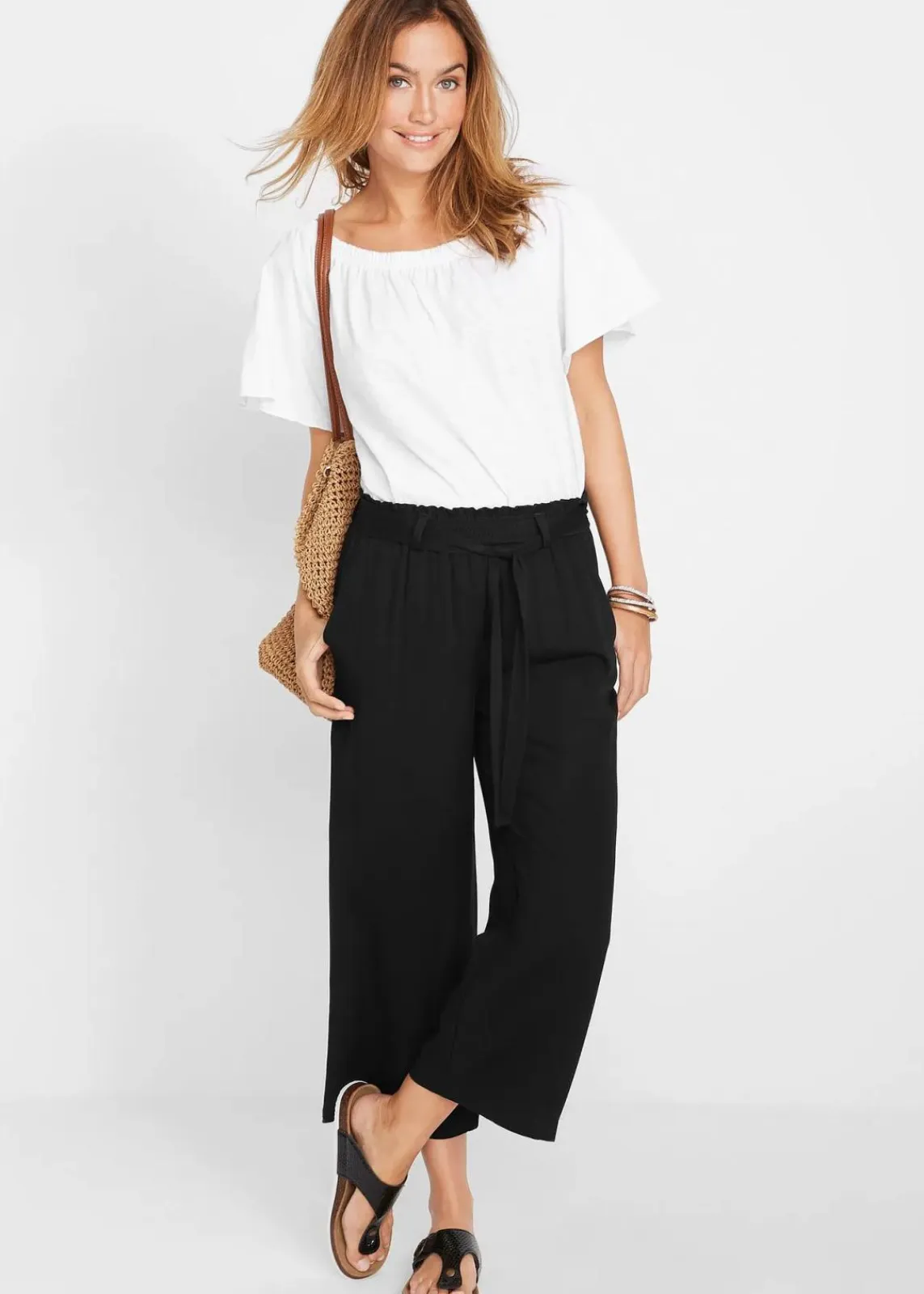 bonprix Bekleidung·Kleider|Hosen^Culotte aus fließender Viskose schwarz