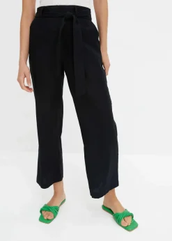 bonprix Hosen|Bekleidung·Kleider^Culotte aus luftigem Leinen-Mix schwarz