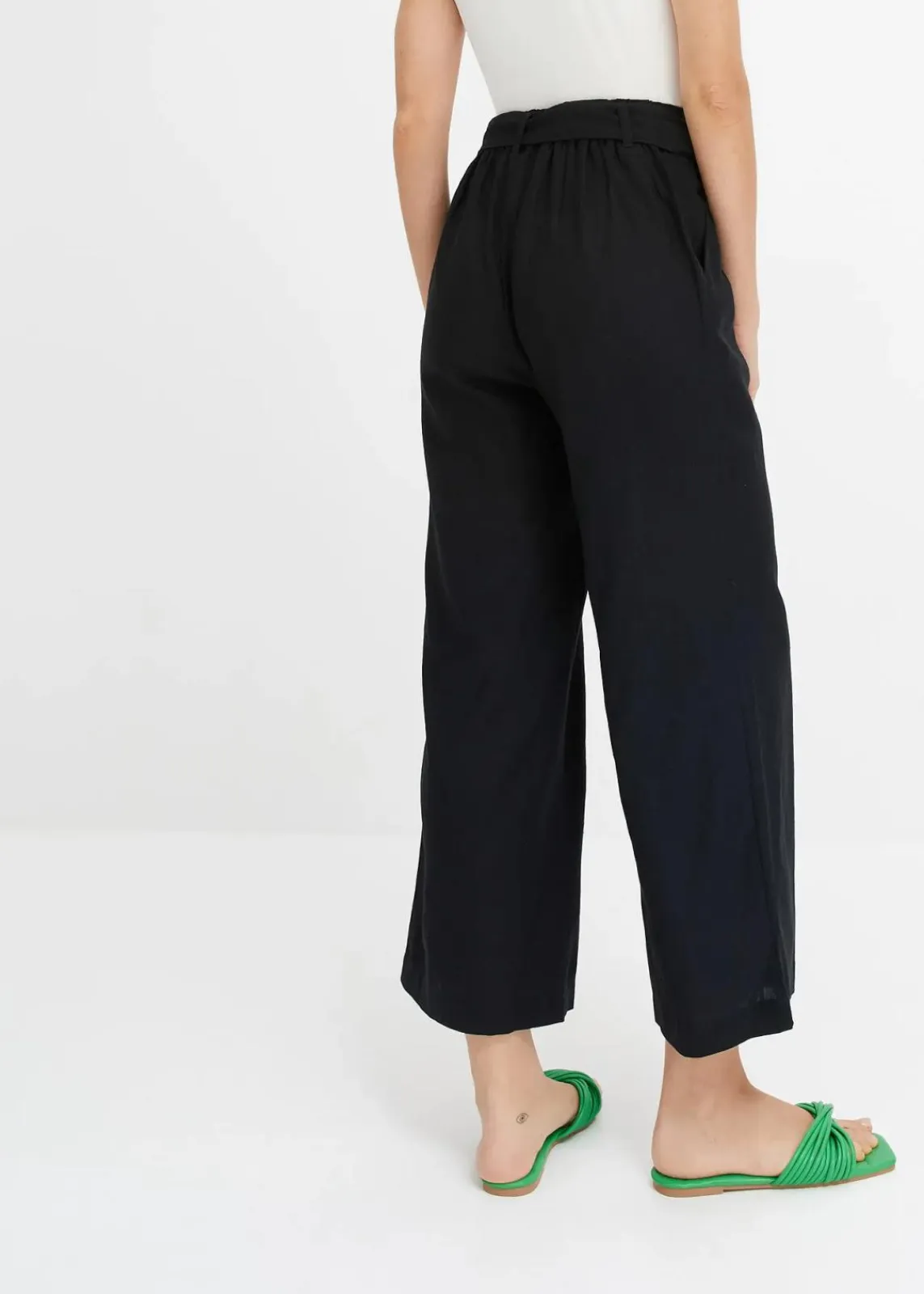 bonprix Hosen|Bekleidung·Kleider^Culotte aus luftigem Leinen-Mix schwarz