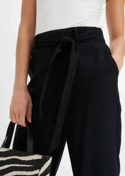 bonprix Hosen|Bekleidung·Kleider^Culotte aus luftigem Leinen-Mix schwarz
