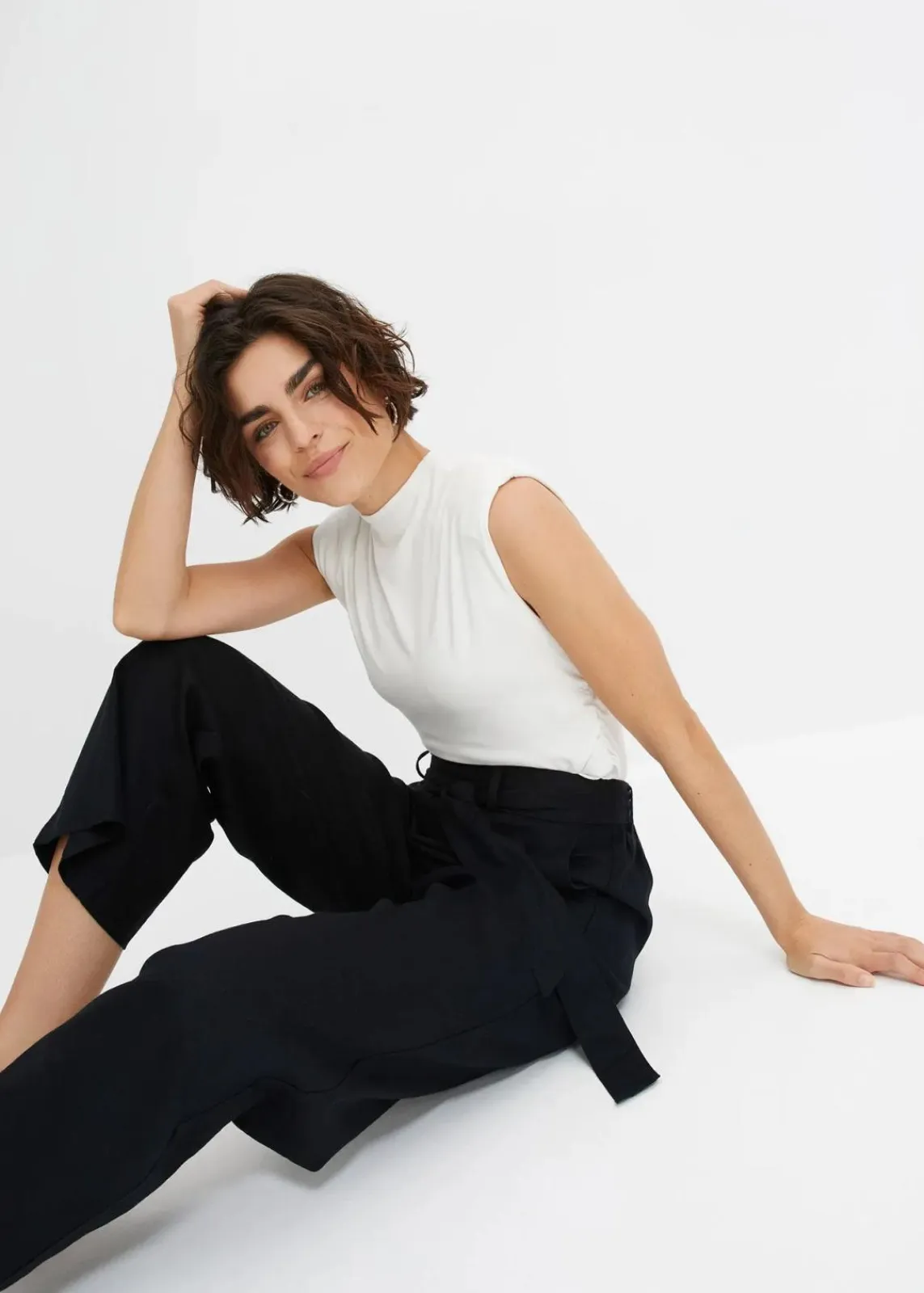 bonprix Hosen|Bekleidung·Kleider^Culotte aus luftigem Leinen-Mix schwarz