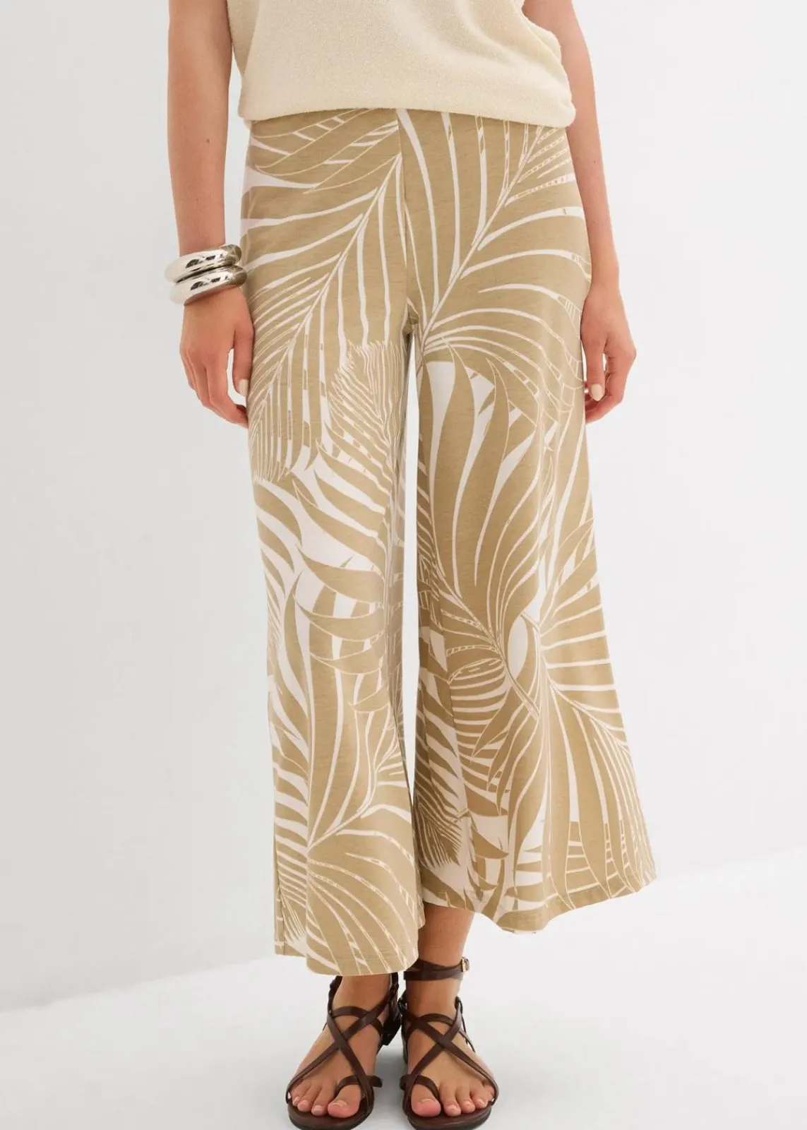 bonprix Bekleidung·Kleider|Hosen^Culotte aus softem Viskose-Mix wollweiß/new beige bedruckt