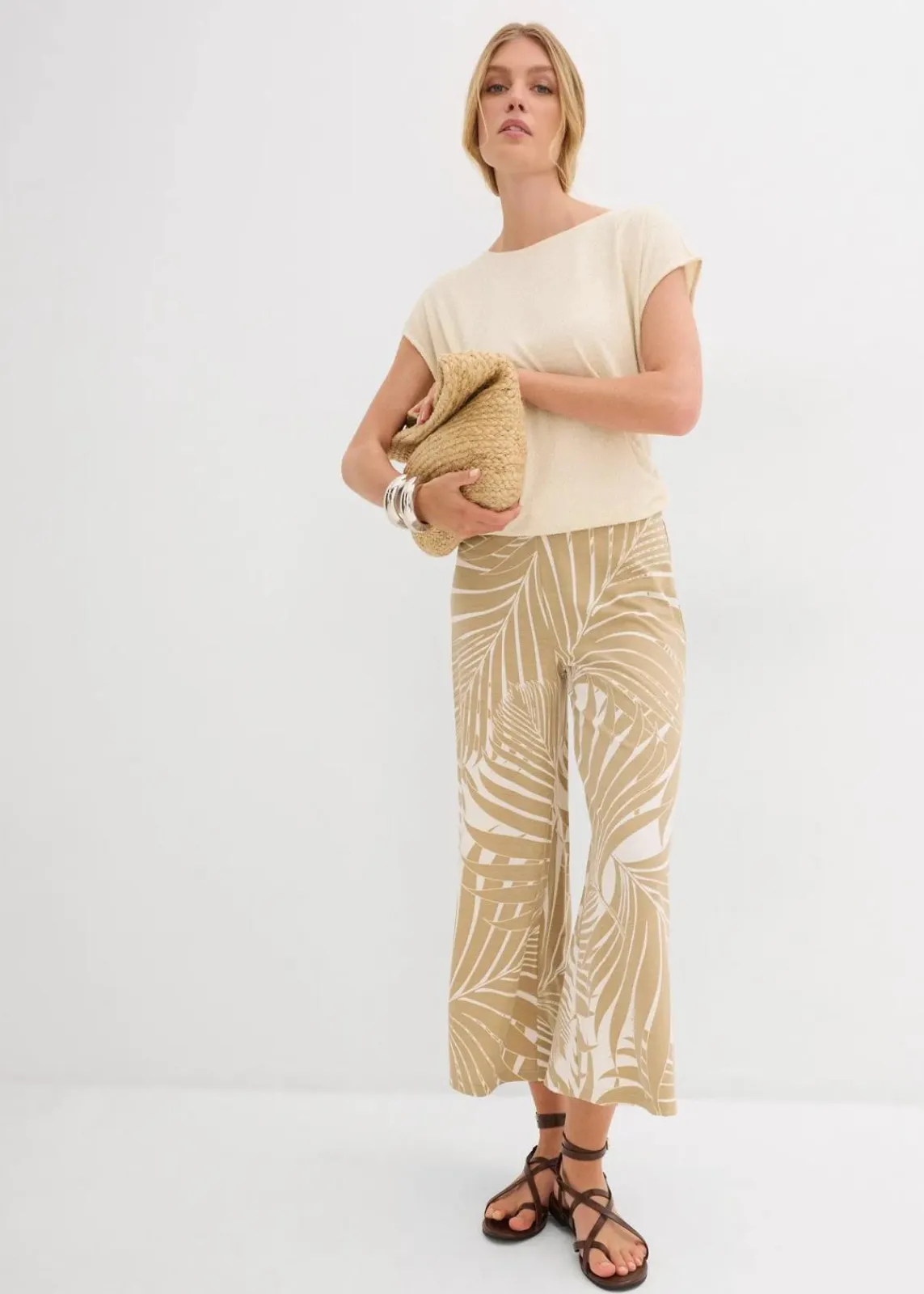 bonprix Bekleidung·Kleider|Hosen^Culotte aus softem Viskose-Mix wollweiß/new beige bedruckt
