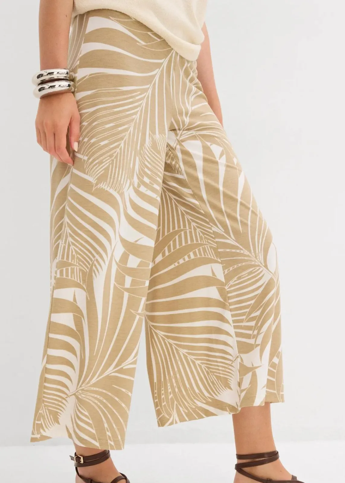 bonprix Bekleidung·Kleider|Hosen^Culotte aus softem Viskose-Mix wollweiß/new beige bedruckt