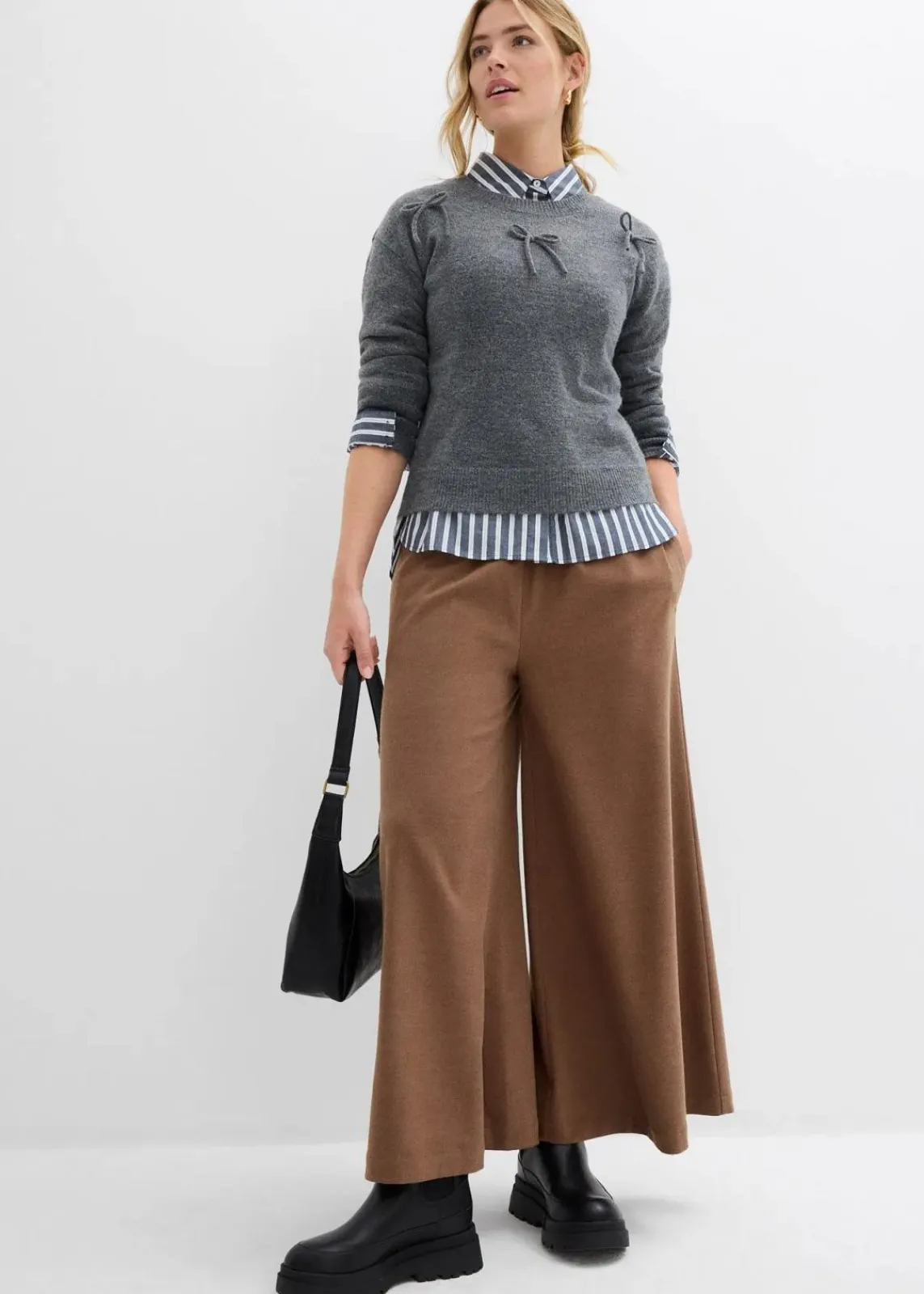 bonprix Hosen|Bekleidung·Kleider^Culotte in Wolloptik pimentbraun meliert