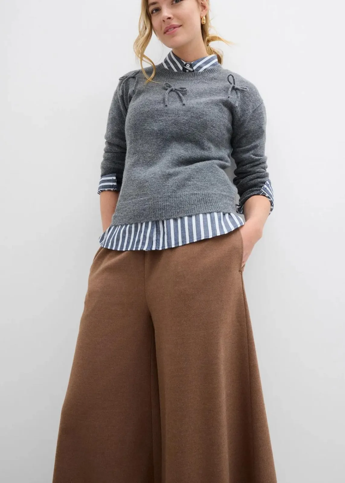 bonprix Hosen|Bekleidung·Kleider^Culotte in Wolloptik pimentbraun meliert