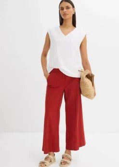 bonprix Hosen|Bekleidung·Kleider^Culotte mit elastischem Bund aus Viskose-Mix karminrot