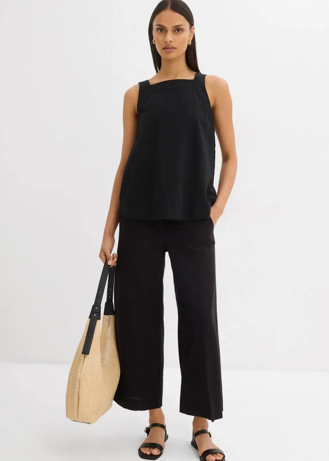 bonprix Bekleidung·Kleider|Hosen^Culotte mit elastischem Bund aus Viskose-Mix schwarz