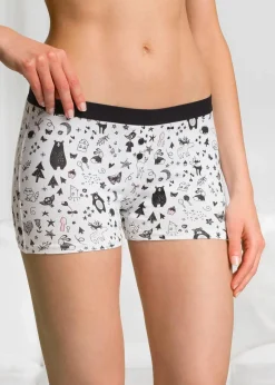 bonprix Wäsche·Baumwollunterwäsche|Wäsche·Höschen^Damen Boxer (4er Pack) schwarz + weiß bedruckt