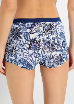 bonprix Wäsche·Baumwollunterwäsche|Wäsche·Höschen^Damen Boxer (4er Pack) dunkelblau paisley + dunkelblau mit punkten