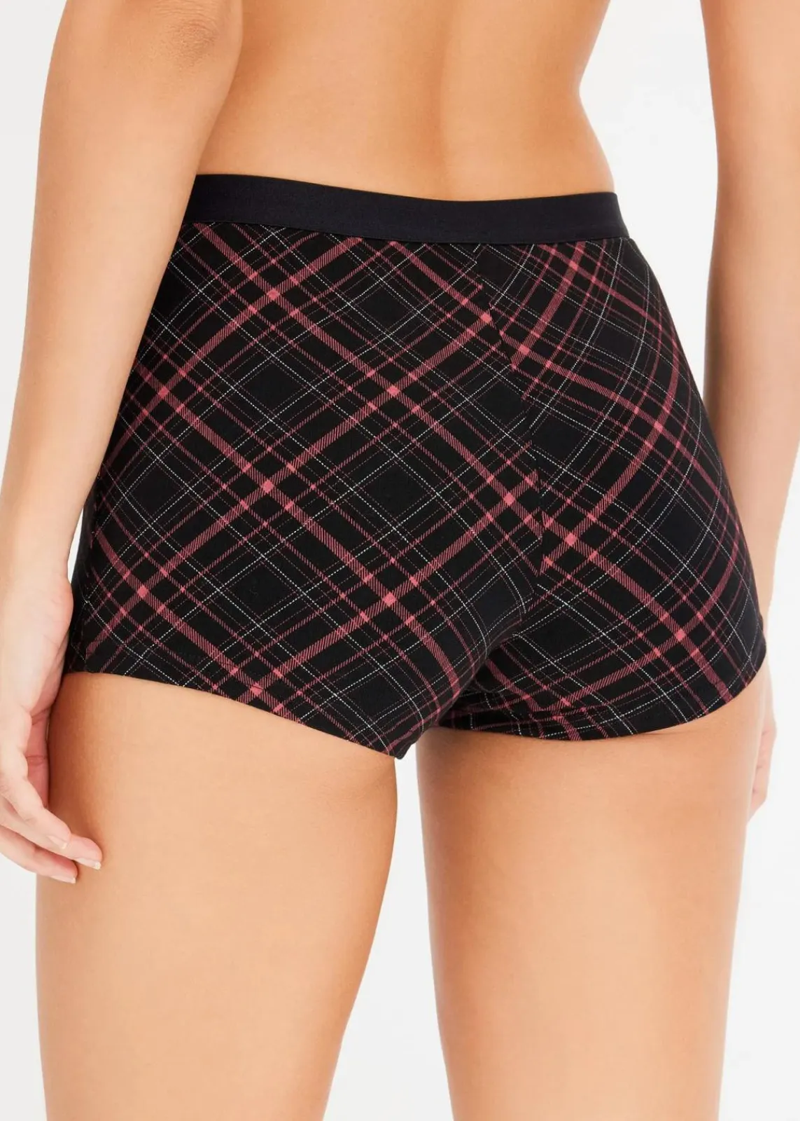 bonprix Wäsche·Baumwollunterwäsche|Wäsche·Höschen^Damen Boxer mit Baumwolle (4er Pack) #schwarz kariert + schwarz