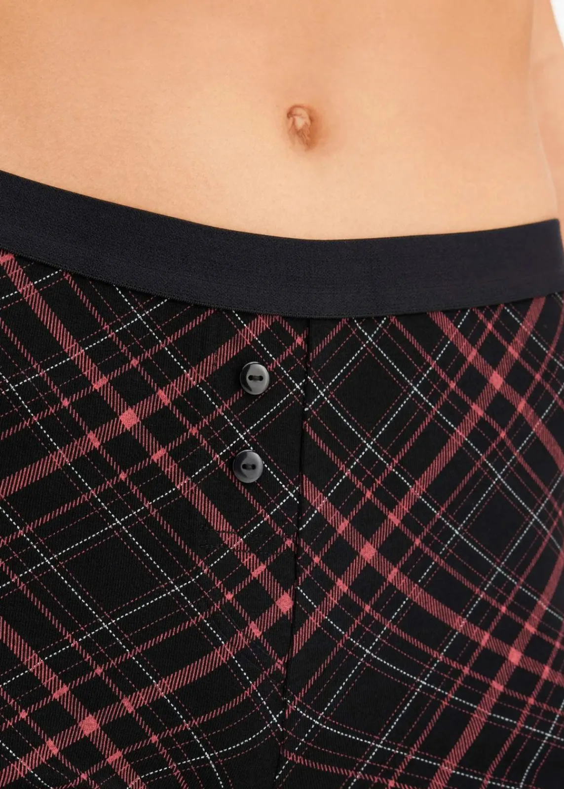 bonprix Wäsche·Baumwollunterwäsche|Wäsche·Höschen^Damen Boxer mit Baumwolle (4er Pack) #schwarz kariert + schwarz