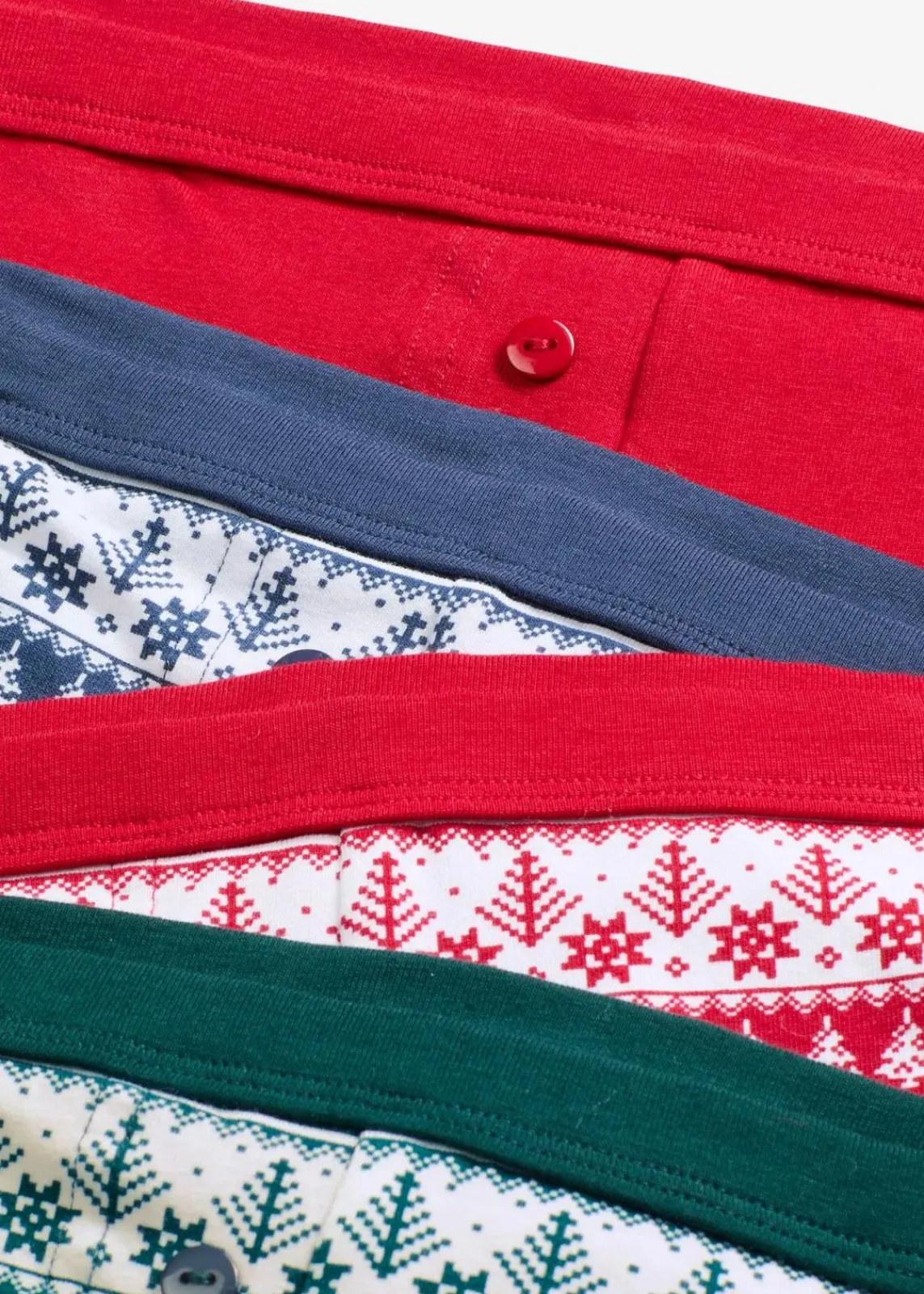 bonprix Wäsche·Baumwollunterwäsche|Wäsche·Höschen^Damen Boxer mit Bio-Baumwolle (4er Pack) blau gemustert + rot gemustert + grün gemustert