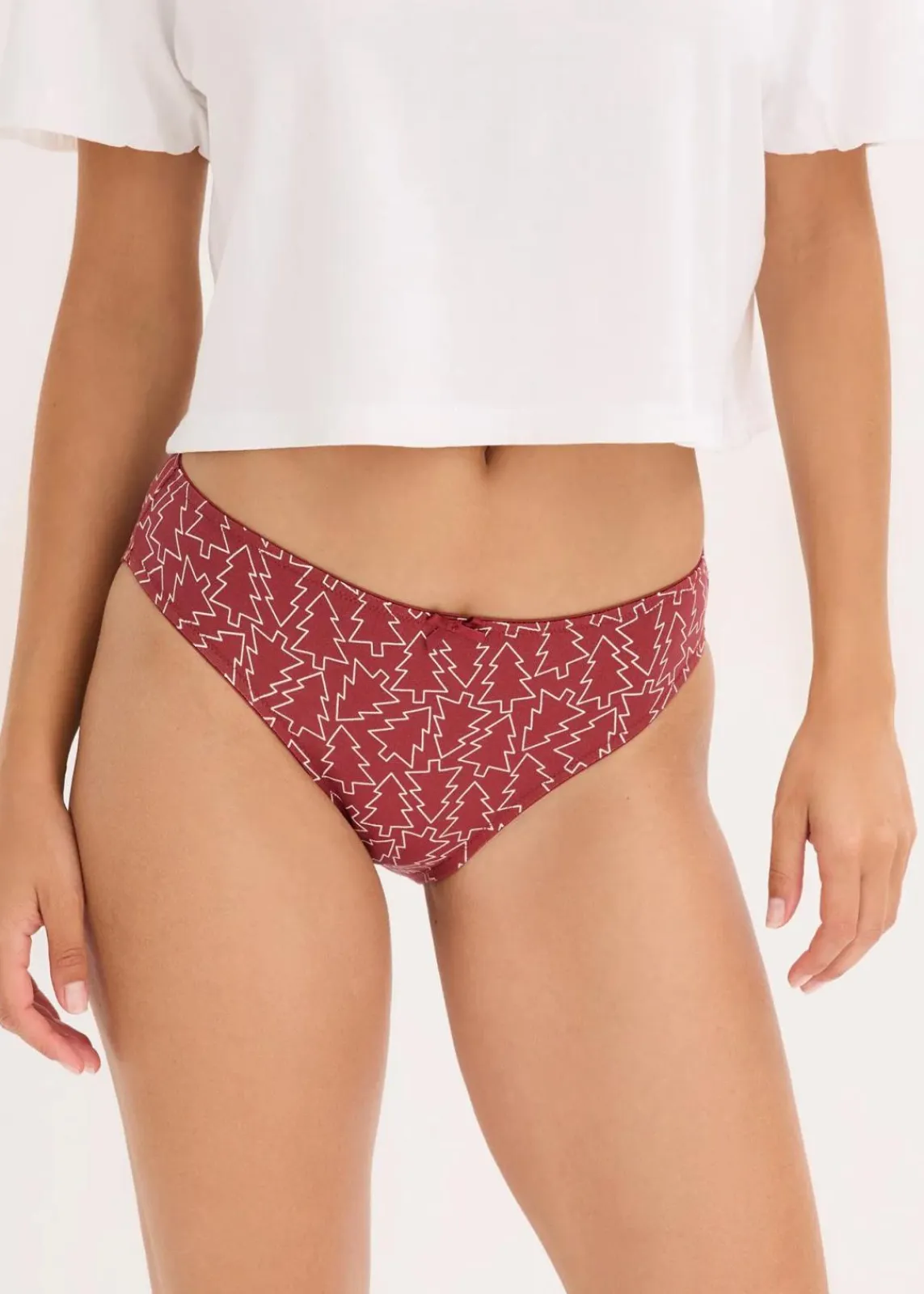 bonprix Wäsche·Baumwollunterwäsche|Wäsche·Höschen^Damen Slip mit Baumwolle (5er Pack) schwarz + schwarz-bedruckt + rot-bedruckt