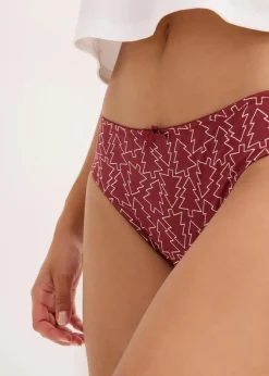 bonprix Wäsche·Baumwollunterwäsche|Wäsche·Höschen^Damen Slip mit Baumwolle (5er Pack) schwarz + schwarz-bedruckt + rot-bedruckt