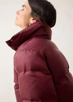 bonprix Jacken & Mäntel|Premium^Daunenjacke mit recycelten Daunen und Strickärmeln dunkelbeere