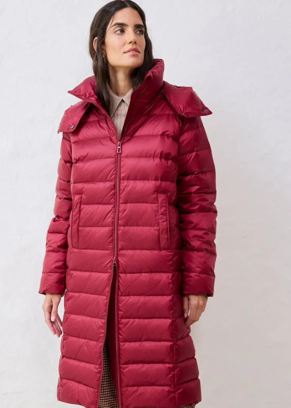 bonprix Jacken & Mäntel|Premium^Daunenmantel mit recycelten Daunen pflaumenrot