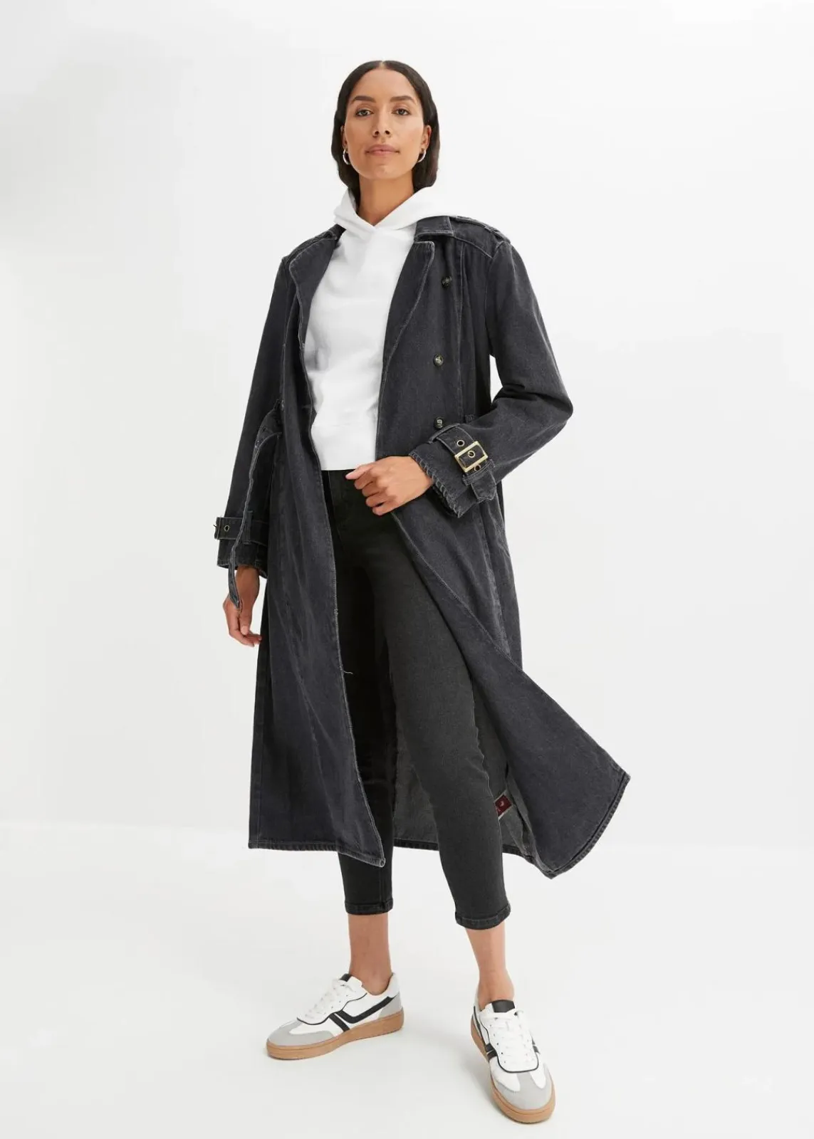 bonprix Jacken & Mäntel|Bekleidung·Hosen^Denim Trenchcoat grau denim