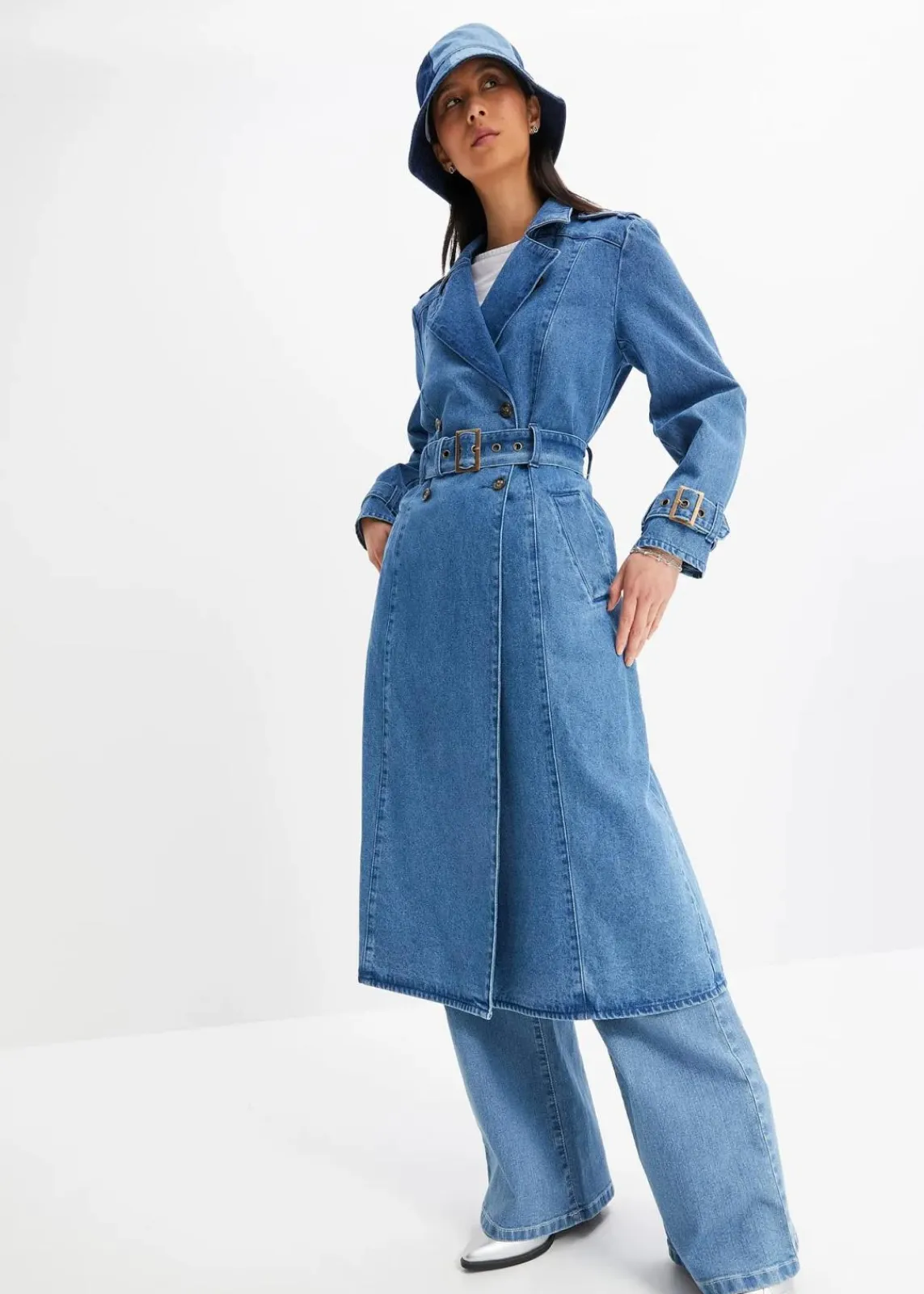 bonprix Bekleidung·Hosen|Jacken & Mäntel^Denim Trenchcoat mittelblau denim