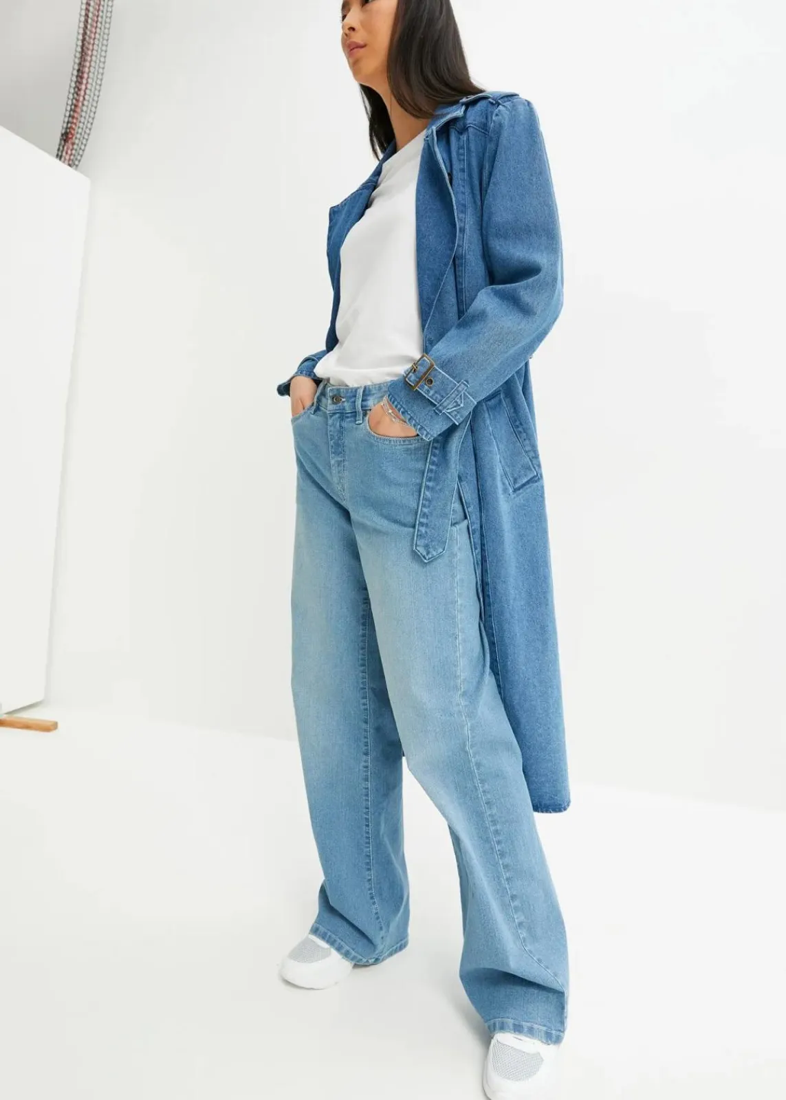 bonprix Bekleidung·Hosen|Jacken & Mäntel^Denim Trenchcoat mittelblau denim