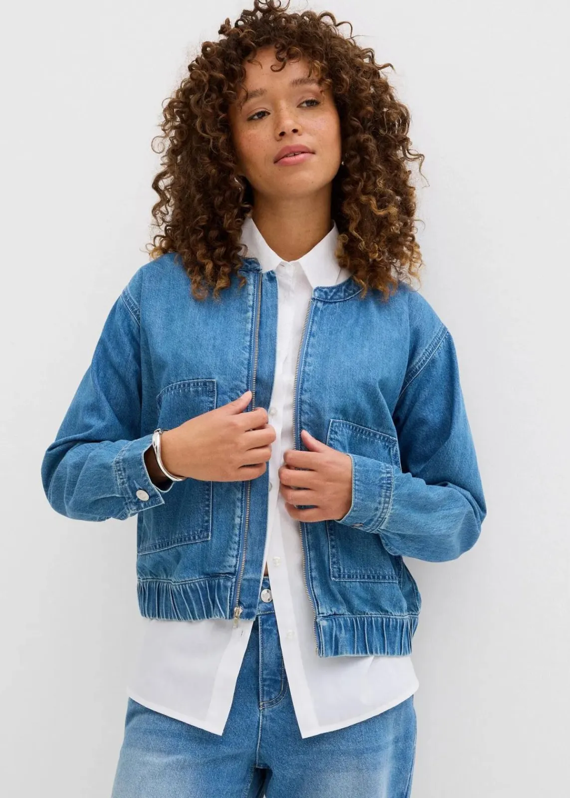 bonprix Jacken & Mäntel|Bekleidung·Hosen^Denim-Blouson hellblau denim used