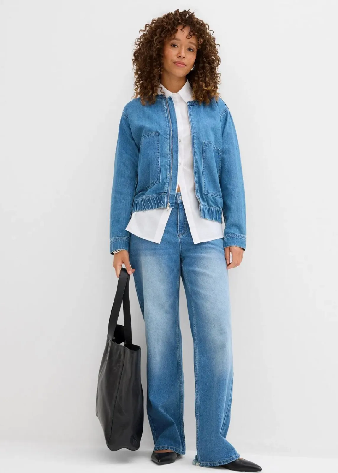 bonprix Jacken & Mäntel|Bekleidung·Hosen^Denim-Blouson hellblau denim used