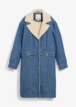 bonprix Bekleidung·Hosen|Jacken & Mäntel^Denim-Wintermantel, warm gefüttert mit Teddy blau denim used